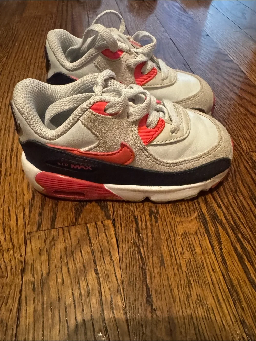 Nike Kids White and Coral Accent Sneakers
